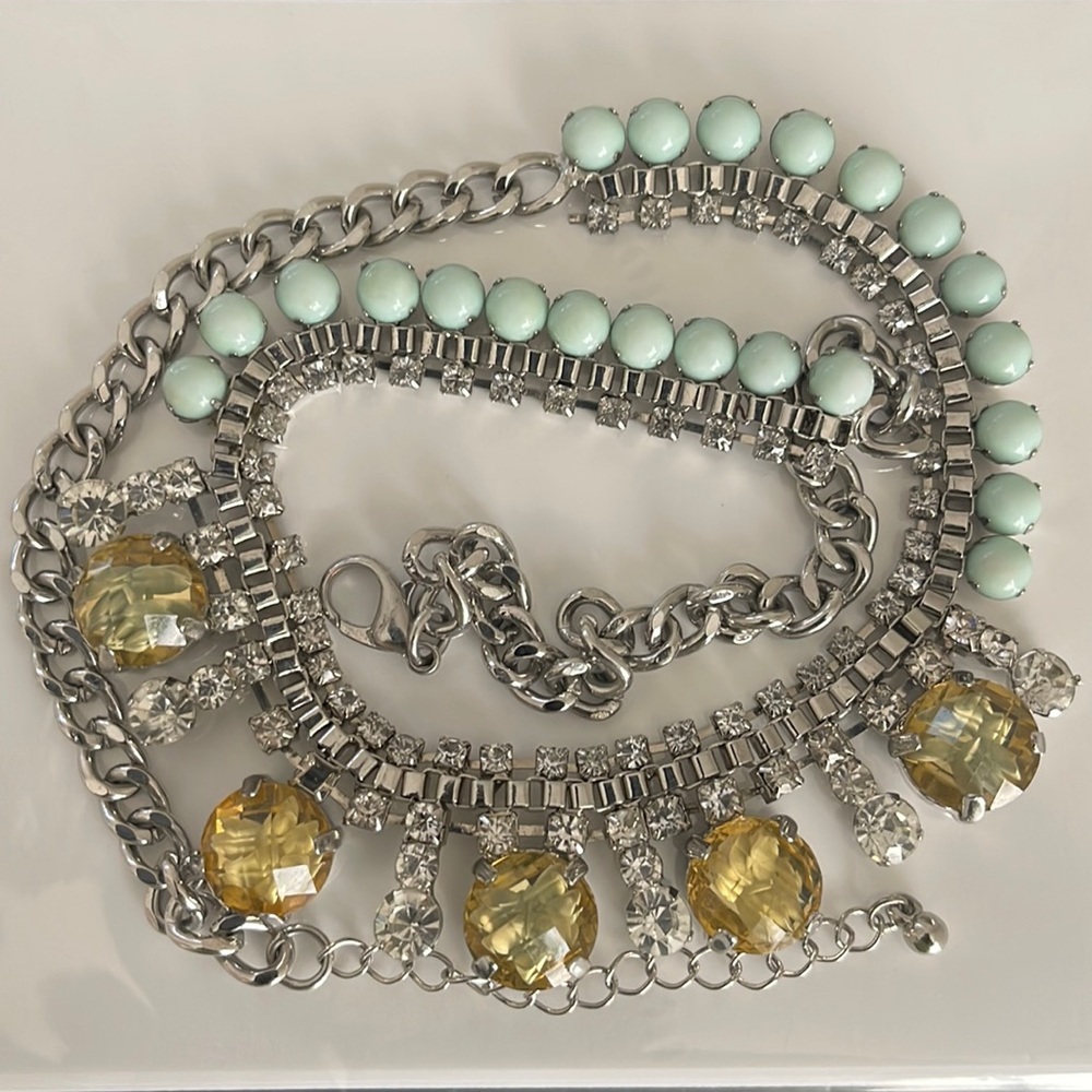 necklace with blue and yellow stones